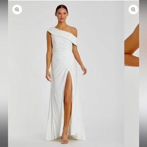 Mac Duggal 26517 Foldover Off-the-Shoulder Slit Gown